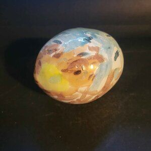 Pottery sphere, signed by artist "Kelsey"